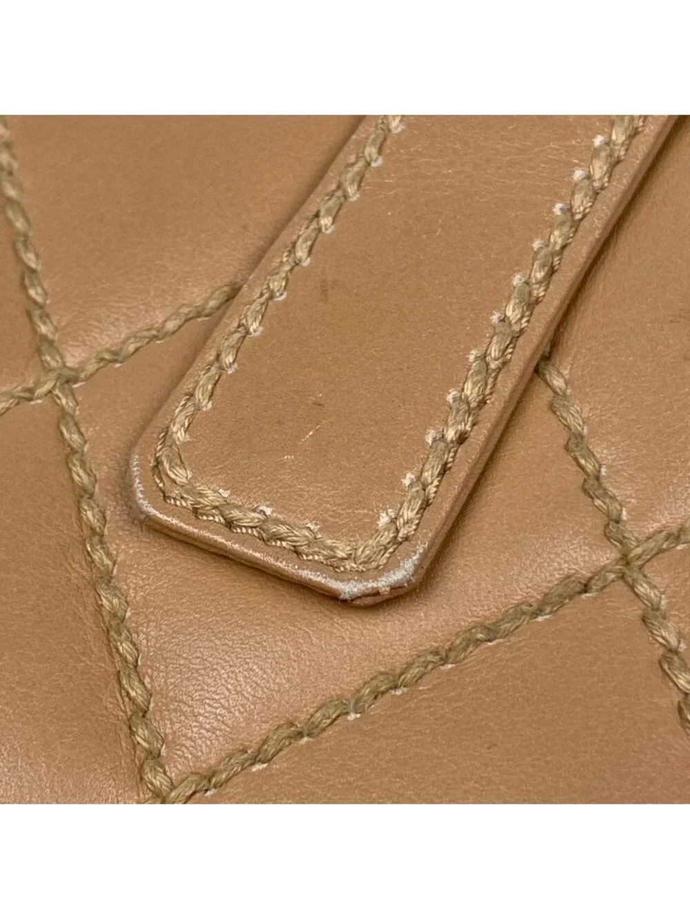 Chanel Wild Stitch Tote CC Logo Leather Beige